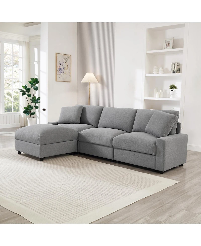Streamdale Furniture 103.54" L-Shaped Modular Sectional Sofa with 4 Storage Ottomans