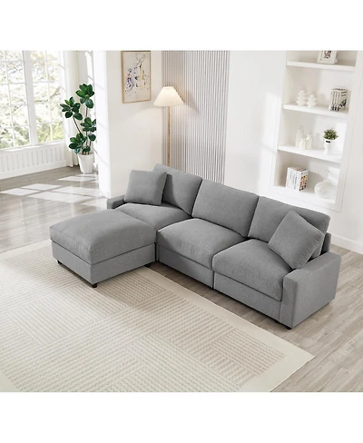 Streamdale Furniture 103.54" L-Shaped Modular Sectional Sofa with 4 Storage Ottomans
