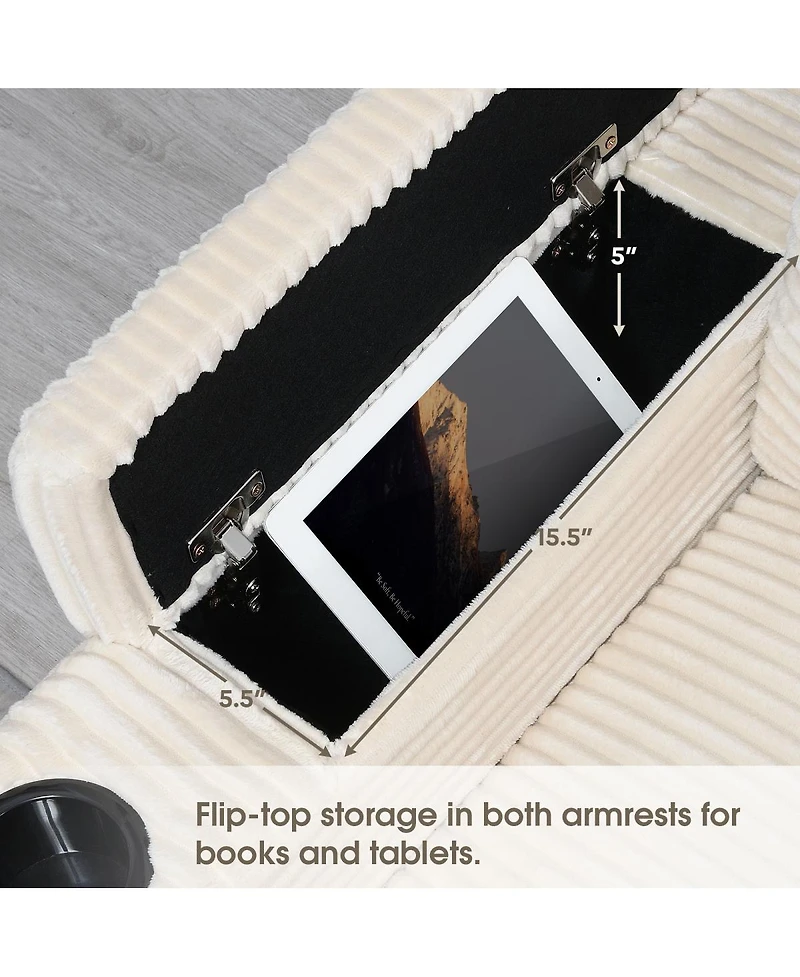Streamdale Furniture 104" Convertible L-Shaped Corduroy Sectional with Storage and Usb Charger