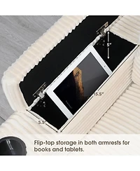 Streamdale Furniture 104" Convertible L-Shaped Corduroy Sectional with Storage and Usb Charger