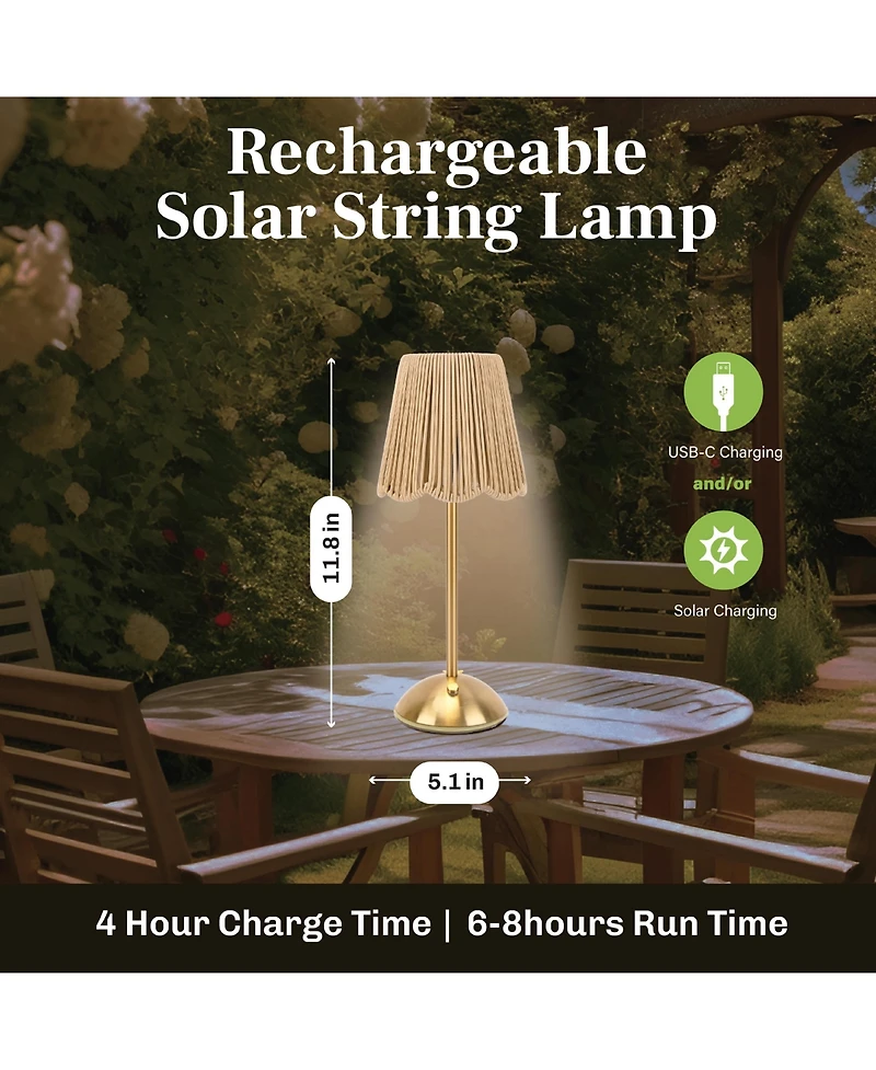 Bell + Howell Rechargeable Solar String Design Portable Indoor Outdoor Led Dimmable Modes Table Lamp