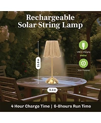 Bell + Howell Rechargeable Solar String Design Portable Indoor Outdoor Led Dimmable Modes Table Lamp