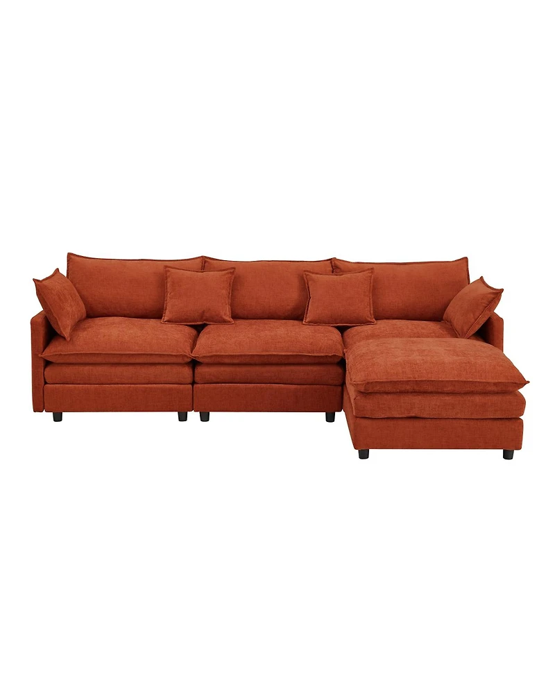 Streamdale Furniture 105" Modular Chenille L-Shape Sectional Sofa with Ottoman
