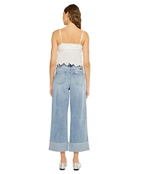 KanCan Women's Alfie 90's Cropped Wide Leg Jeans