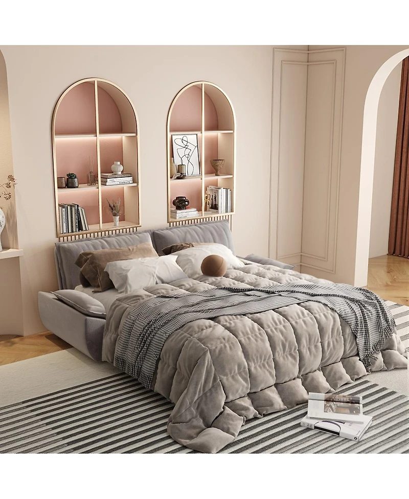 Streamdale Furniture 73.2" 3-in-1 Convertible Velvet Queen Pull-Out Sofa Bed