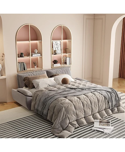 Streamdale Furniture 73.2" 3-in-1 Convertible Velvet Queen Pull-Out Sofa Bed