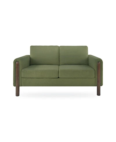 Streamdale Furniture Mid-Century Modern 2-Seater Teddy Fabric Loveseat with Walnut Legs