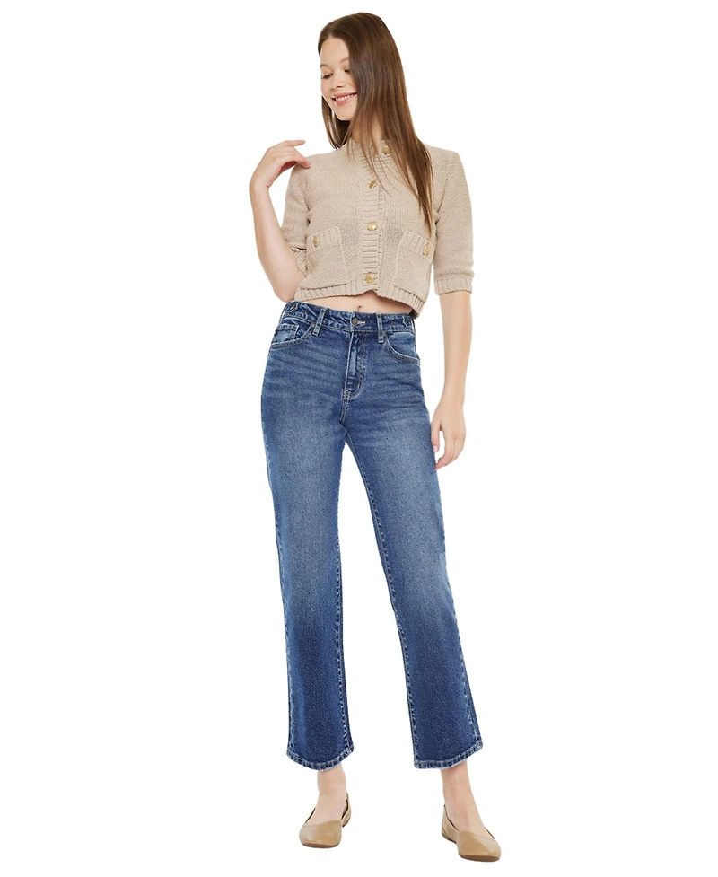 KanCan Women's Ashley High Rise True Straight Jeans