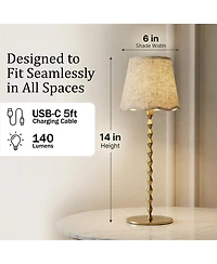 Bell + Howell Stem Scallop Shade Rechargeable Touch Control Led Dimmable Cordless Table Lamp