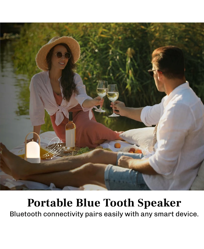 Bell + Howell Echo Dome Rechargeable Bluetooth Led Portable Lantern Speaker Touch Control Table Lamp