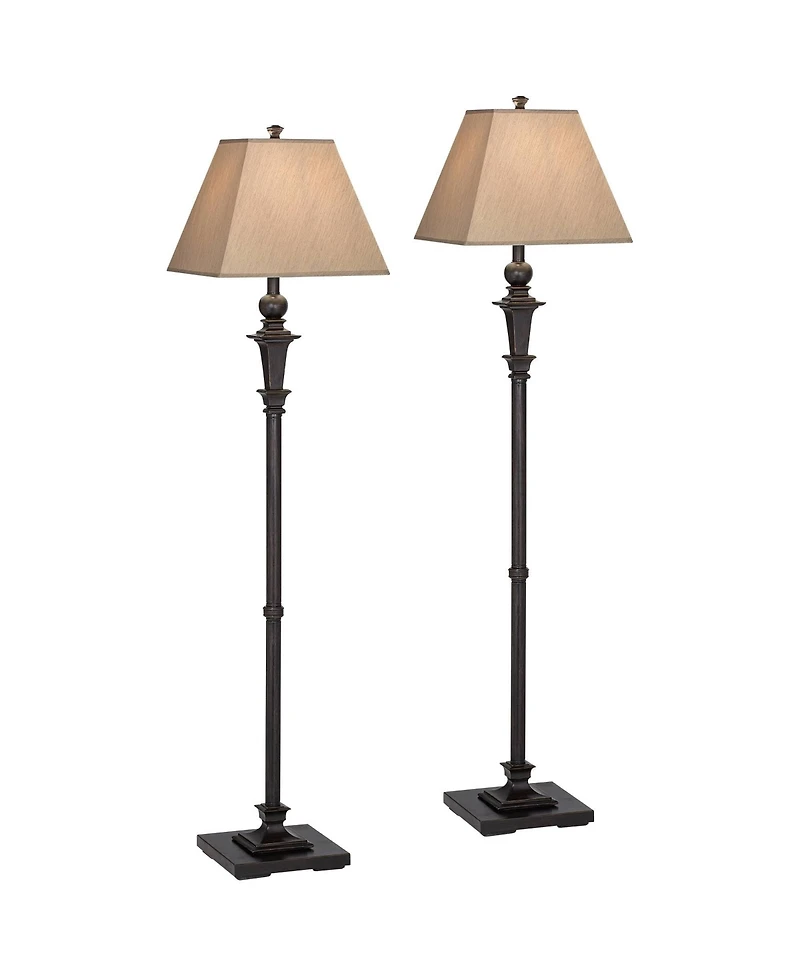 Regency Hill Madison Italian Traditional 59" Tall Standing Floor Lamps Set of 2 Metal Living Room Bedroom