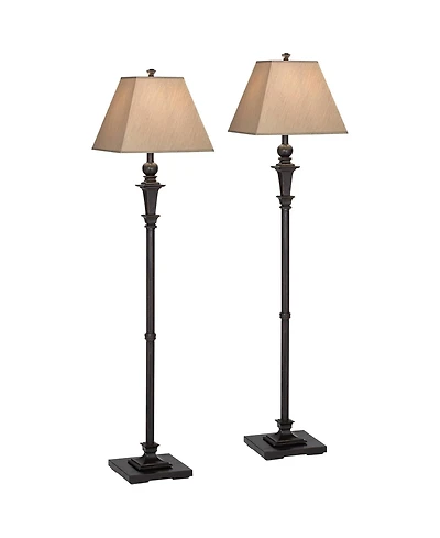 Regency Hill Madison Italian Traditional 59" Tall Standing Floor Lamps Set of 2 Metal Living Room Bedroom