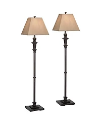 Regency Hill Madison Italian Traditional 59" Tall Standing Floor Lamps Set of 2 Metal Living Room Bedroom