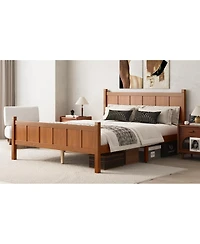 Streamdale Furniture Minimalist Flat Panel Bed with Headboard and Footboard