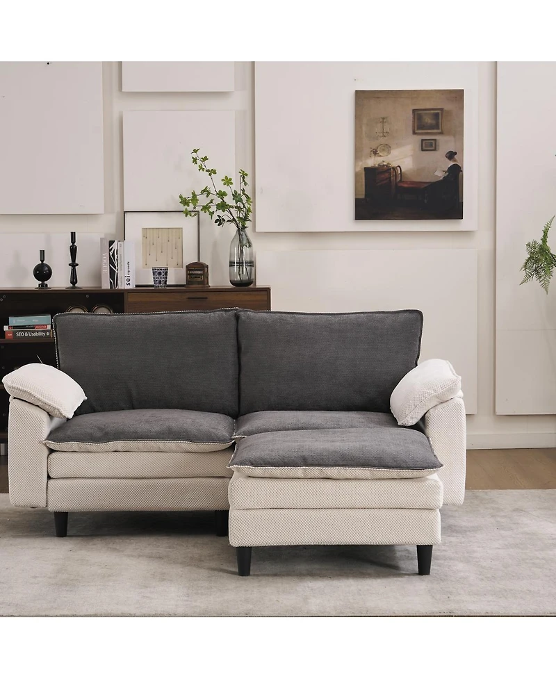 Streamdale Furniture 70.87" Two-Tone L-Shaped Modular Sectional Sofa with Ottoman
