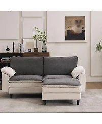 Streamdale Furniture 70.87" Two-Tone L-Shaped Modular Sectional Sofa with Ottoman