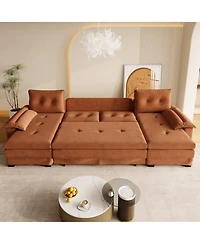 Streamdale Furniture 109.5" U-Shaped Sleeper Sofa with Pull-Out Bed and Usb Ports