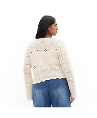 City Chic Women's Crochet Love Tie Front Top