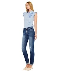 KanCan Women's Eternity Mid Rise Skinny Straight Jeans
