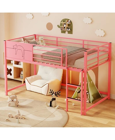 Streamdale Furniture Metal House Bed with Guardrail and Caddy