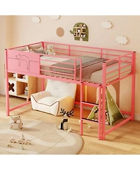 Streamdale Furniture Metal House Bed with Guardrail and Caddy