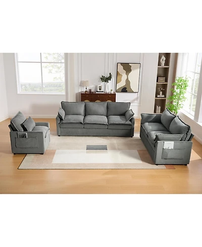 Streamdale Furniture Modern Plush Upholstered Sofa Set with Storage Pockets