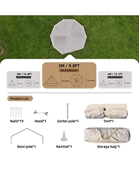 Streamdale Furniture 4-Season 9.8feet Waterproof Bell Tent with Stove Jack for Camping