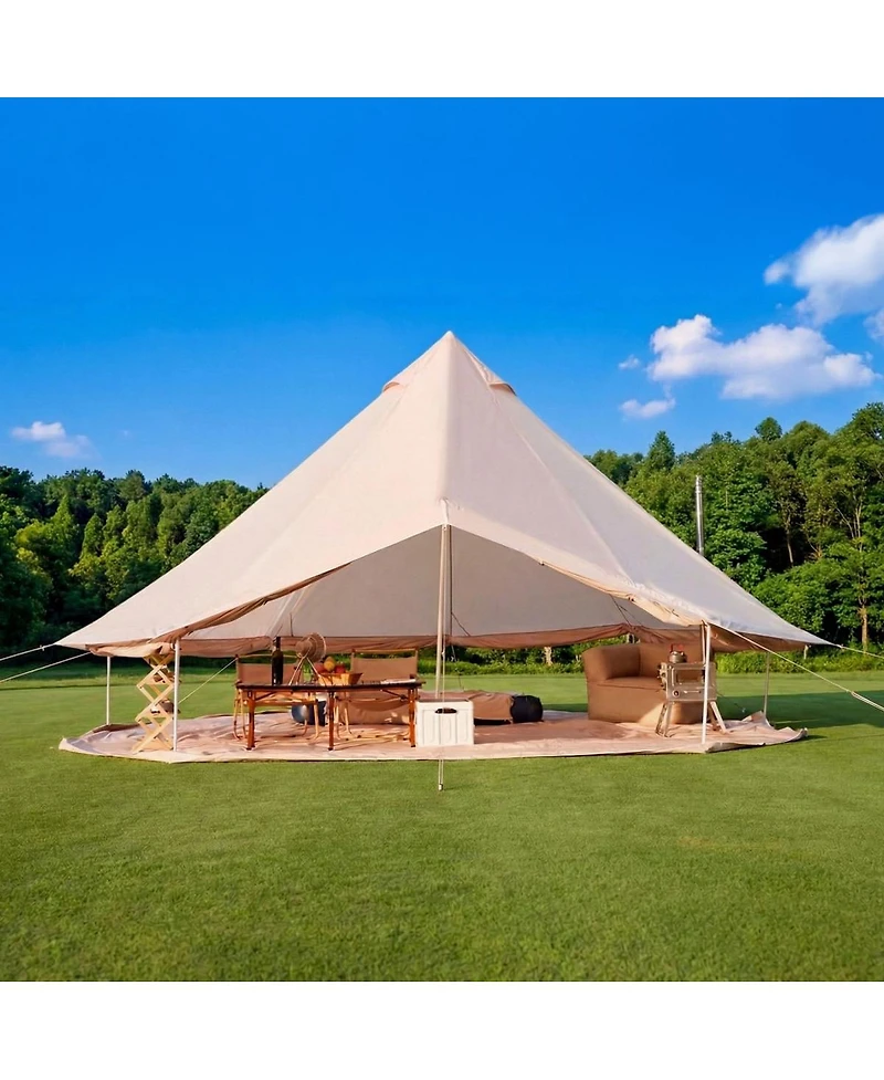Streamdale Furniture 16.4Feet 4-Season Waterproof Bell Tent with Stove Jack for Glamping