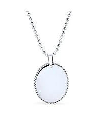 Bling Jewelry Medical Id Dog Tag Blank Pendant Necklace Oval Rope Edge
