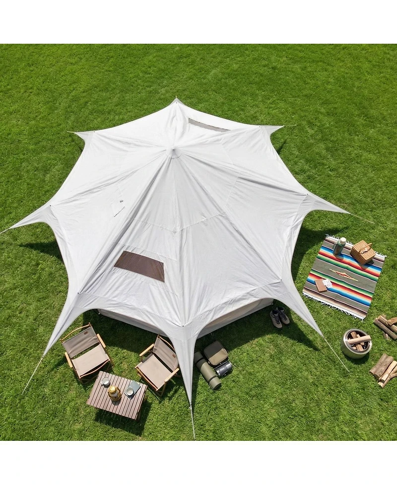 Streamdale Furniture 14.8feet x 9.2feet Spacious 600D Oxford All-Season Bell Tent with Roll-Up Walls