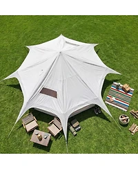 Streamdale Furniture 14.8feet x 9.2feet Spacious 600D Oxford All-Season Bell Tent with Roll-Up Walls