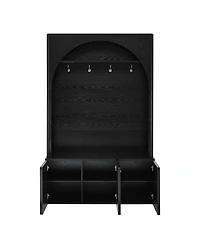 Streamdale Furniture Farmhouse Arched Hall Tree with Storage Bench and 4 Hooks