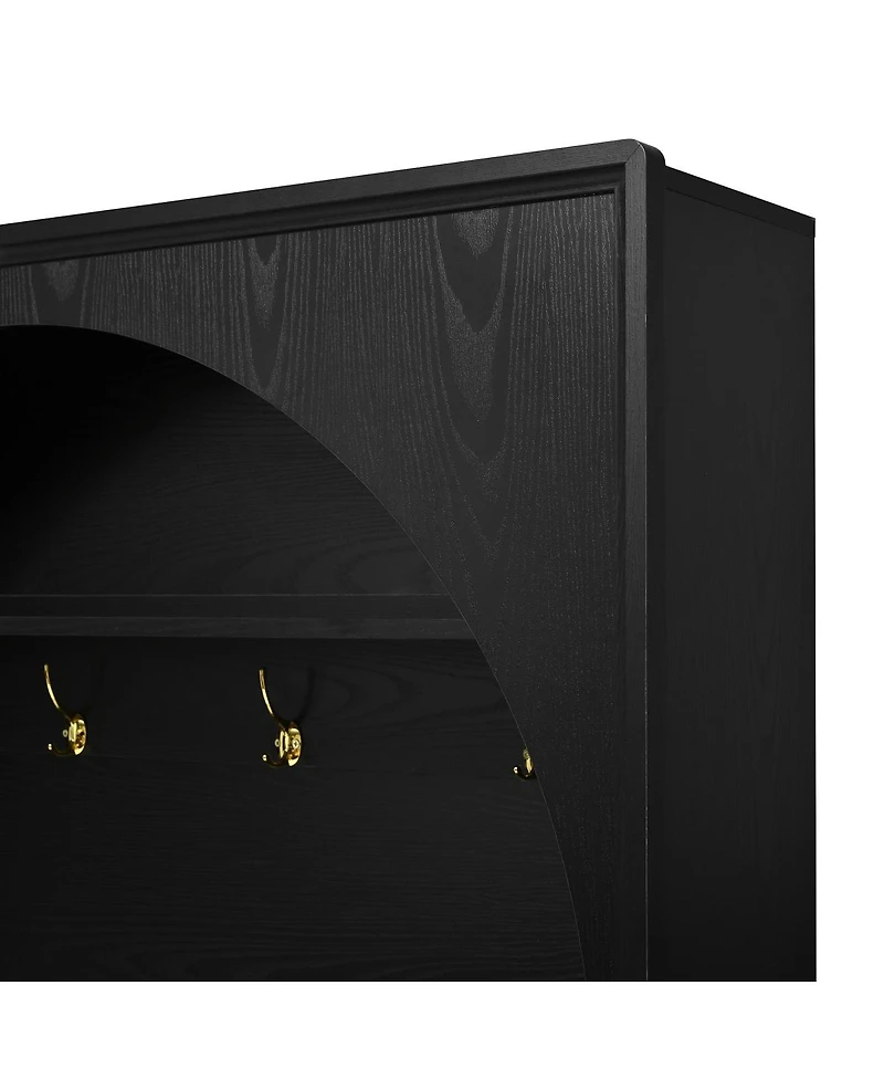 Streamdale Furniture Farmhouse Arched Hall Tree with Storage Bench and 4 Hooks