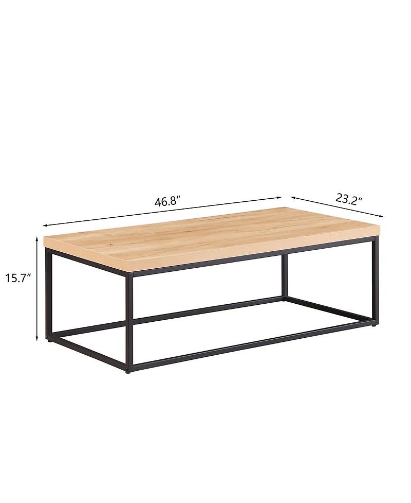 Streamdale Furniture 47-Inch Industrial Coffee Table, Wood and Metal