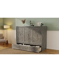 Streamdale Furniture Pine Wood Murphy Cabinet Bed with Usb Charging Station