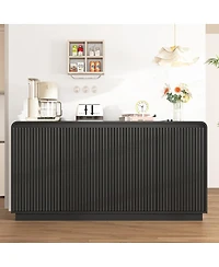 Streamdale Furniture 4-Door Fluted Tv Stand with Power Outlet and Storage Cabinet