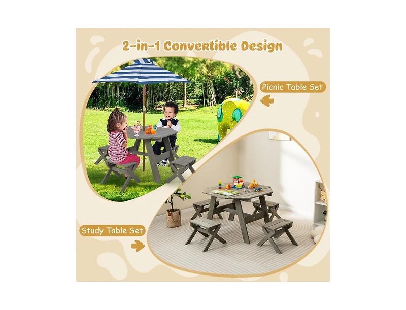 Slickblue Wooden Kids Table Set for Toddlers Age 3+ Activity Furniture