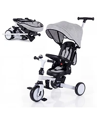 Slickblue Toddler Tricycle 8-in-1 with Push Handle and Canopy