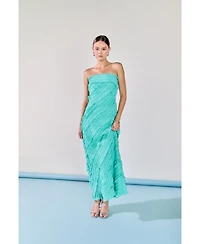 endless rose Women's Strapless Ruffled Maxi Dress