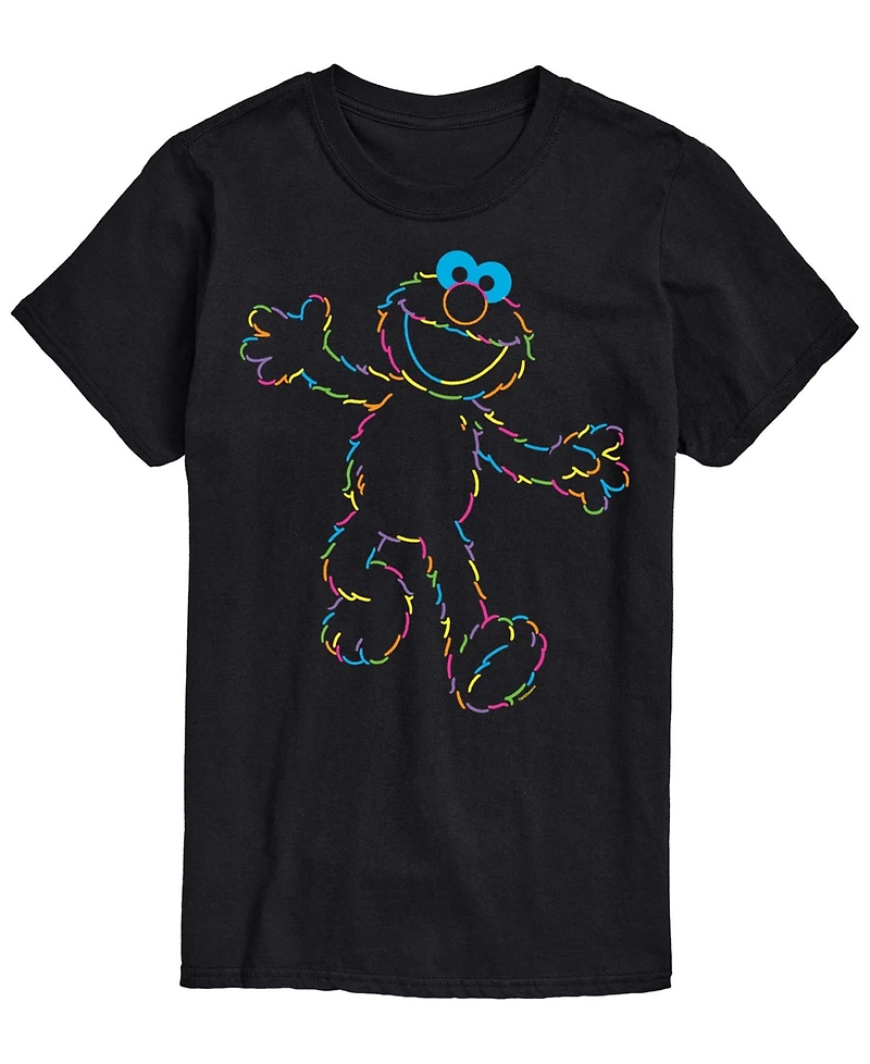 Airwaves Men's Sesame Street Elmo Rainbow Lineart Short-Sleeve Graphic T-Shirt