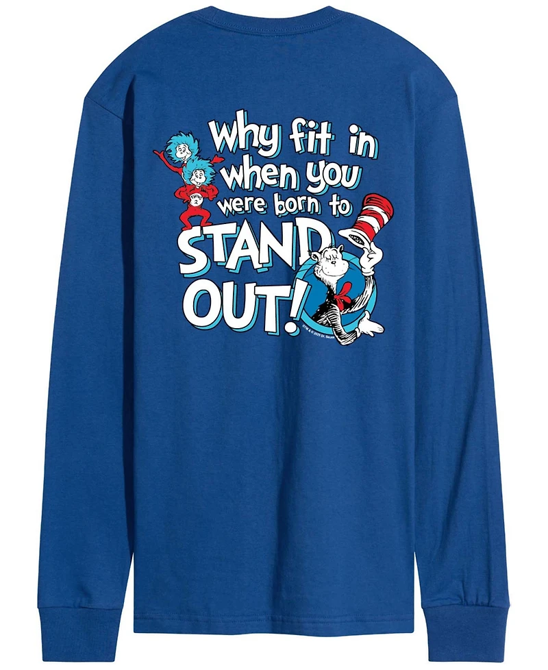 Airwaves Men's Dr. Seuss Cat The Hat Stand Out Long-Sleeve Graphic T-Shirt