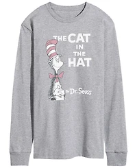 Airwaves Men's Dr. Seuss Cat Hat Vintage Faded Long-Sleeve Graphic T-Shirt