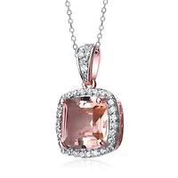 Genevive Elegant Gold Plated Cushion-Cut Cz Pendant Necklace