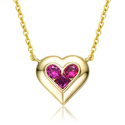 Rachel Glauber Dainty 14K Gold Plated Cz Petite Heart Pendant Necklace