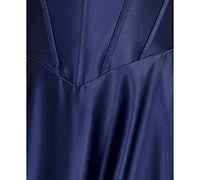 B Darlin Juniors' Off-The-Shoulder Charmeuse Dress