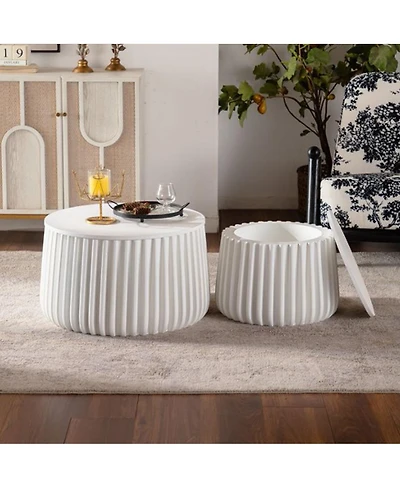Streamdale Furniture Round Nesting Storage Table Set with Lift-Off Lids