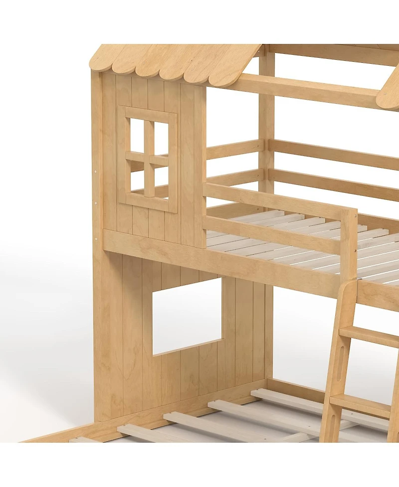 Streamdale Furniture Full House Bunk Bed with Storage, Wardrobe, and Slide