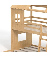 Streamdale Furniture Full House Bunk Bed with Storage, Wardrobe, and Slide