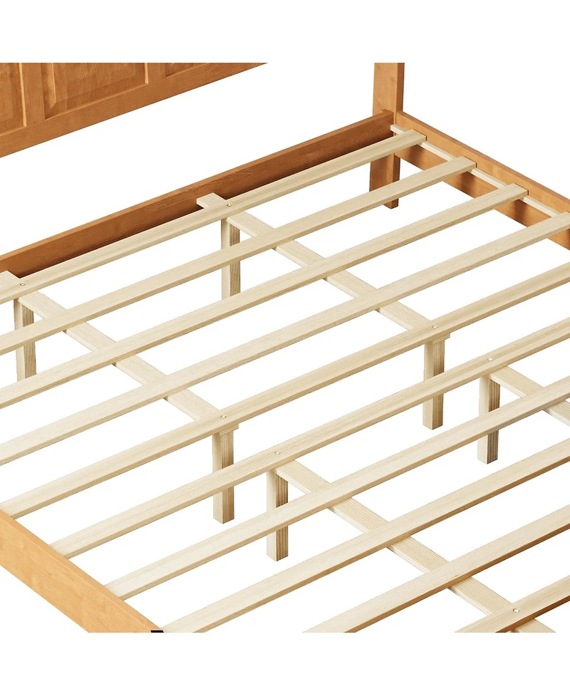 Streamdale Furniture Bed Frame with Tall Headboard, Storage Bench, and Wood Sleigh Design