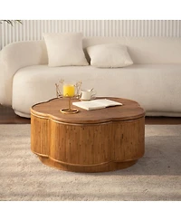 Streamdale Furniture Flower-Shaped Rattan Coffee Table with Lift-Off Storage